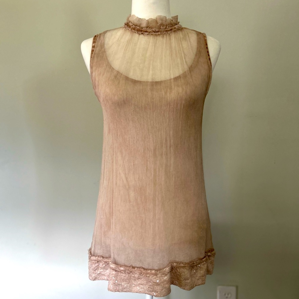 Nana Nucci sleeveless blush tunic with sequin trim